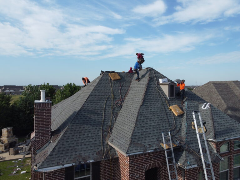 Dallas roof replacement installation from above